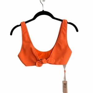 MINKPINK Alexa Tie Front Bikini Top NWT Size XS Scoop Neck